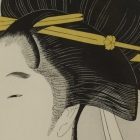 Kitagawa Utamaro, Comparing the Charms of Five Beauties: Tomimoto Itsutomi Woodblock Print, with frame